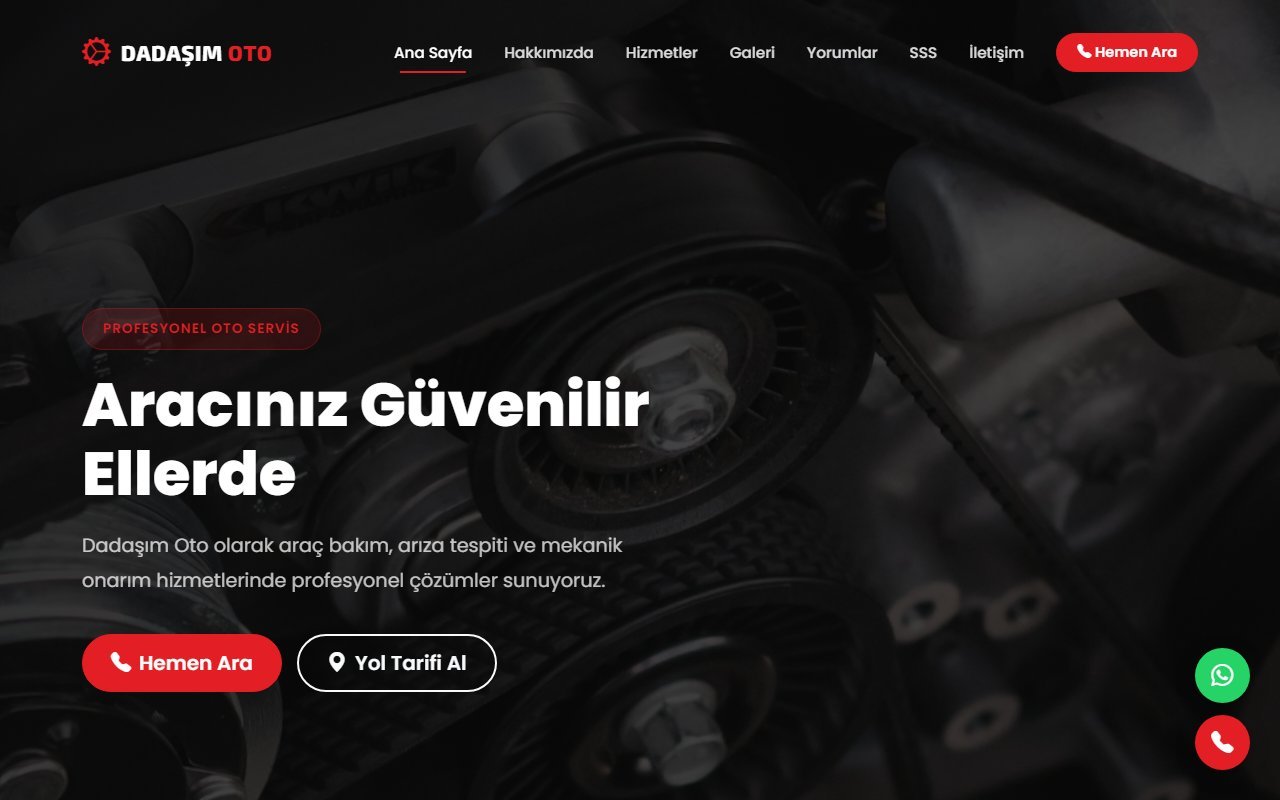 Dadaşım Oto web sitesi